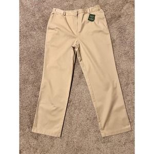 LL Bean Khaki Pants Womens Size 14 Beige Classic Fit Adjustable Waist Chino-NWT